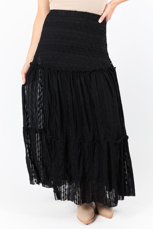 Just Wondering Black Lace Maxi Skirt Product Image