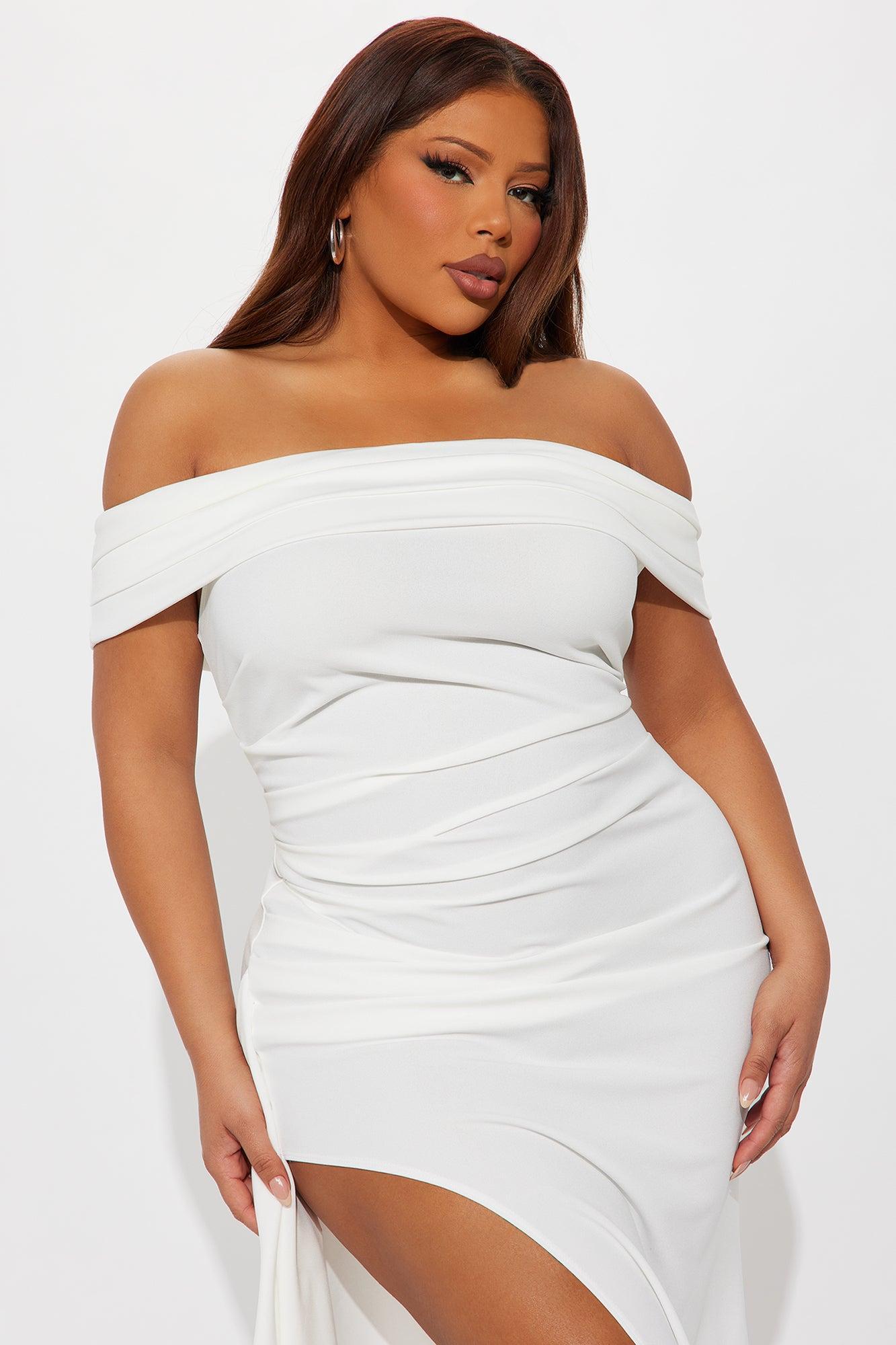 Shantal Off Shoulder Crepe Maxi Dress - White Product Image