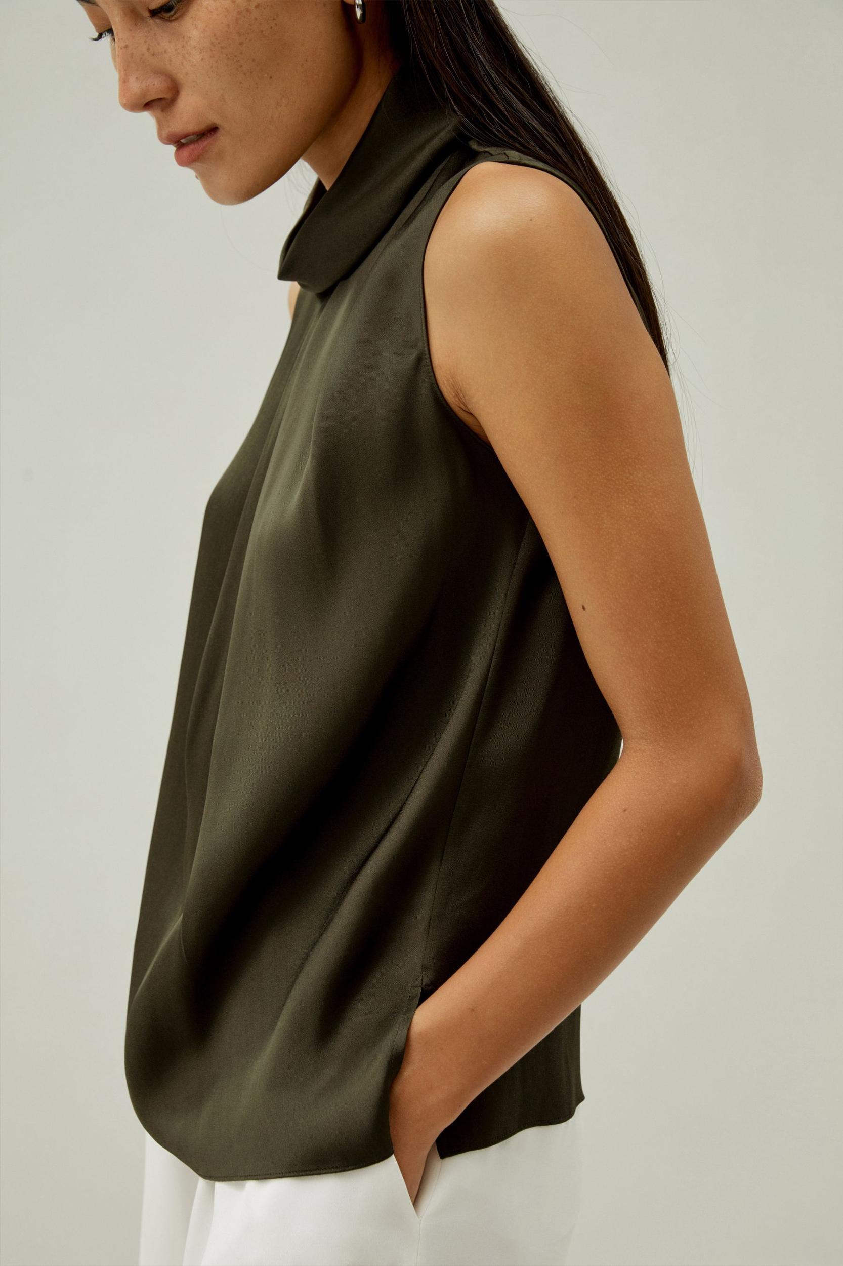 Asymmetrical Sleeveless Cowl Neck Top Product Image