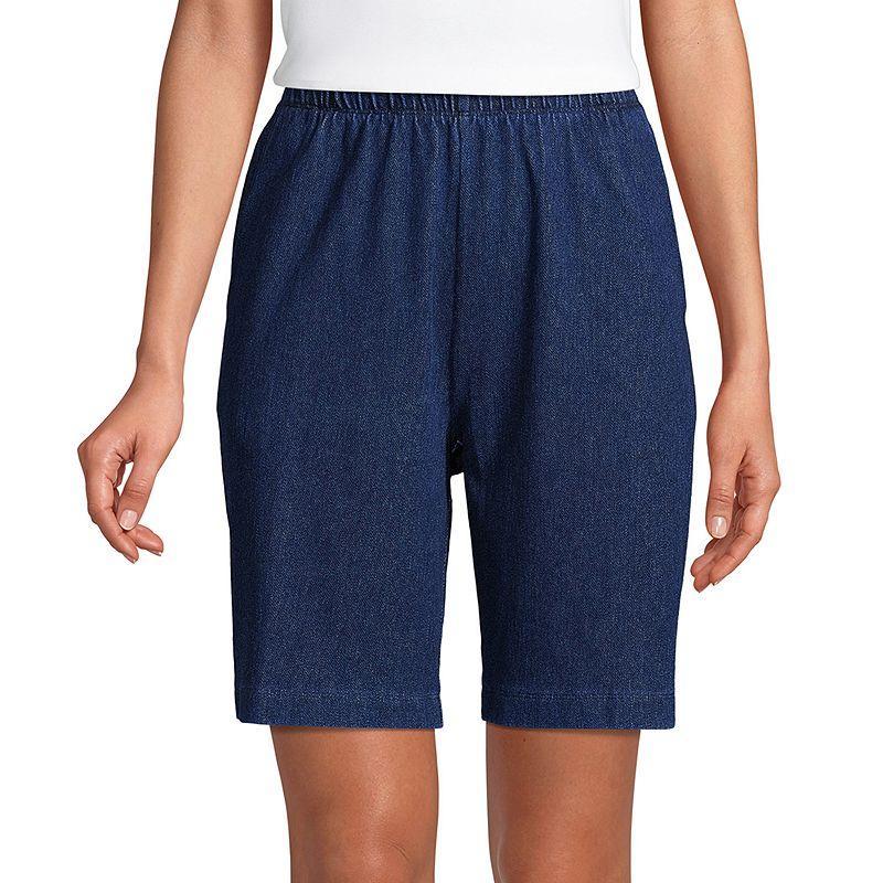 Womens Lands End Sport Knit Pull-On Shorts Medium Blue Product Image