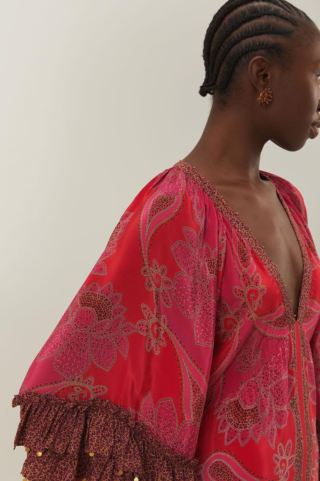 Pink Floral Glam Scarf Maxi Dress, FLORAL GLAM SCARF PINK / XXS Product Image