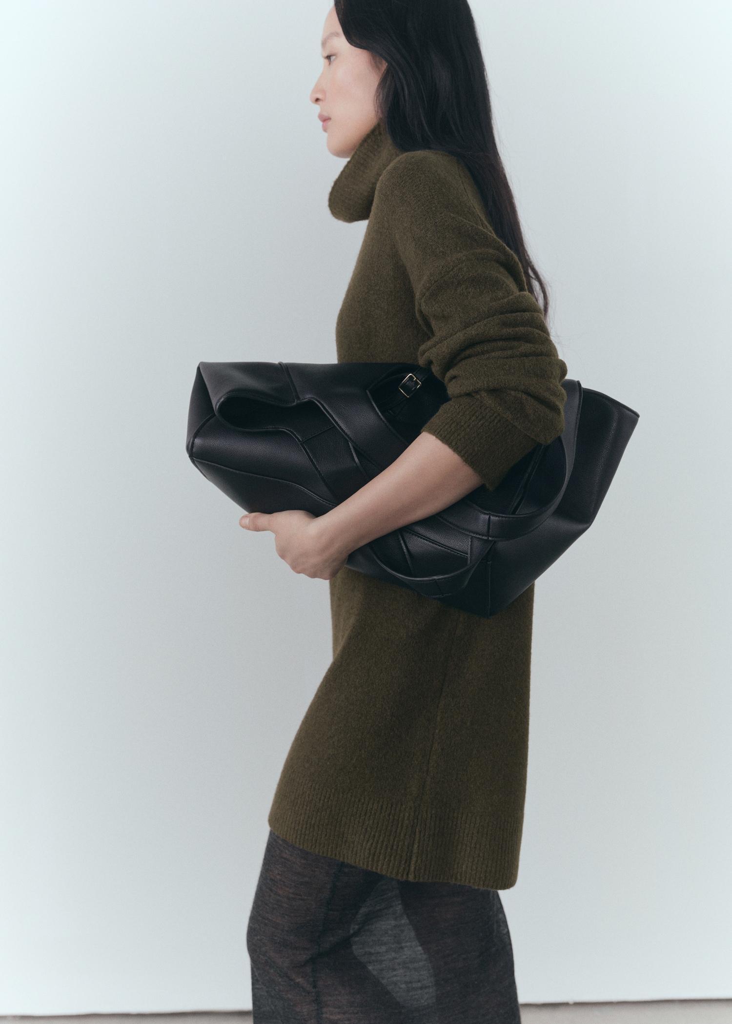Short knitted turtleneck dress - Women | MANGO USA Product Image