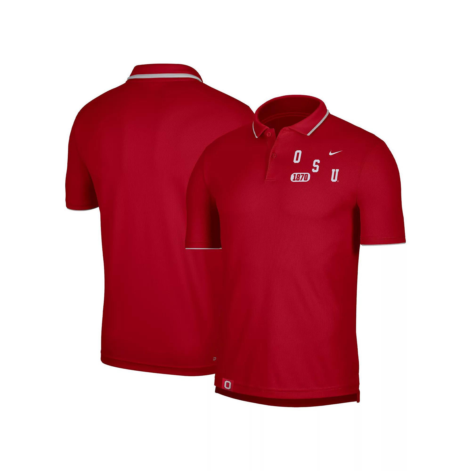 Men's Nike Scarlet Ohio State Buckeyes Wordmark Performance Polo, Size: Small, Red Product Image