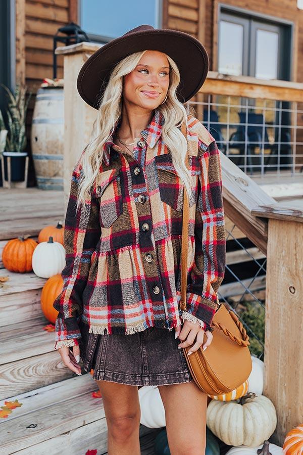 Pumpkin Patch Ready Peplum Jacket in Brown Product Image