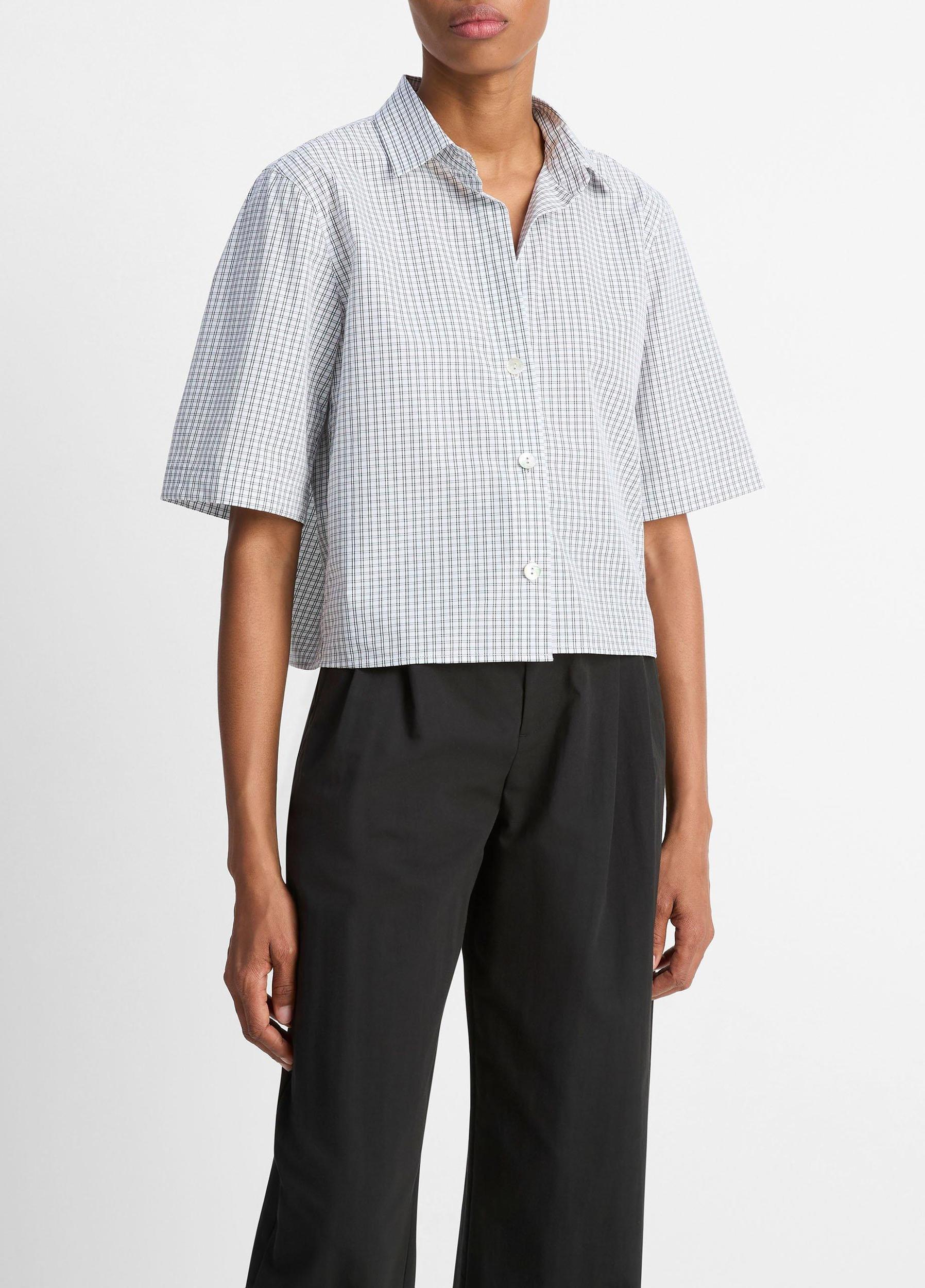 Checked Cotton Cropped Shirt Product Image