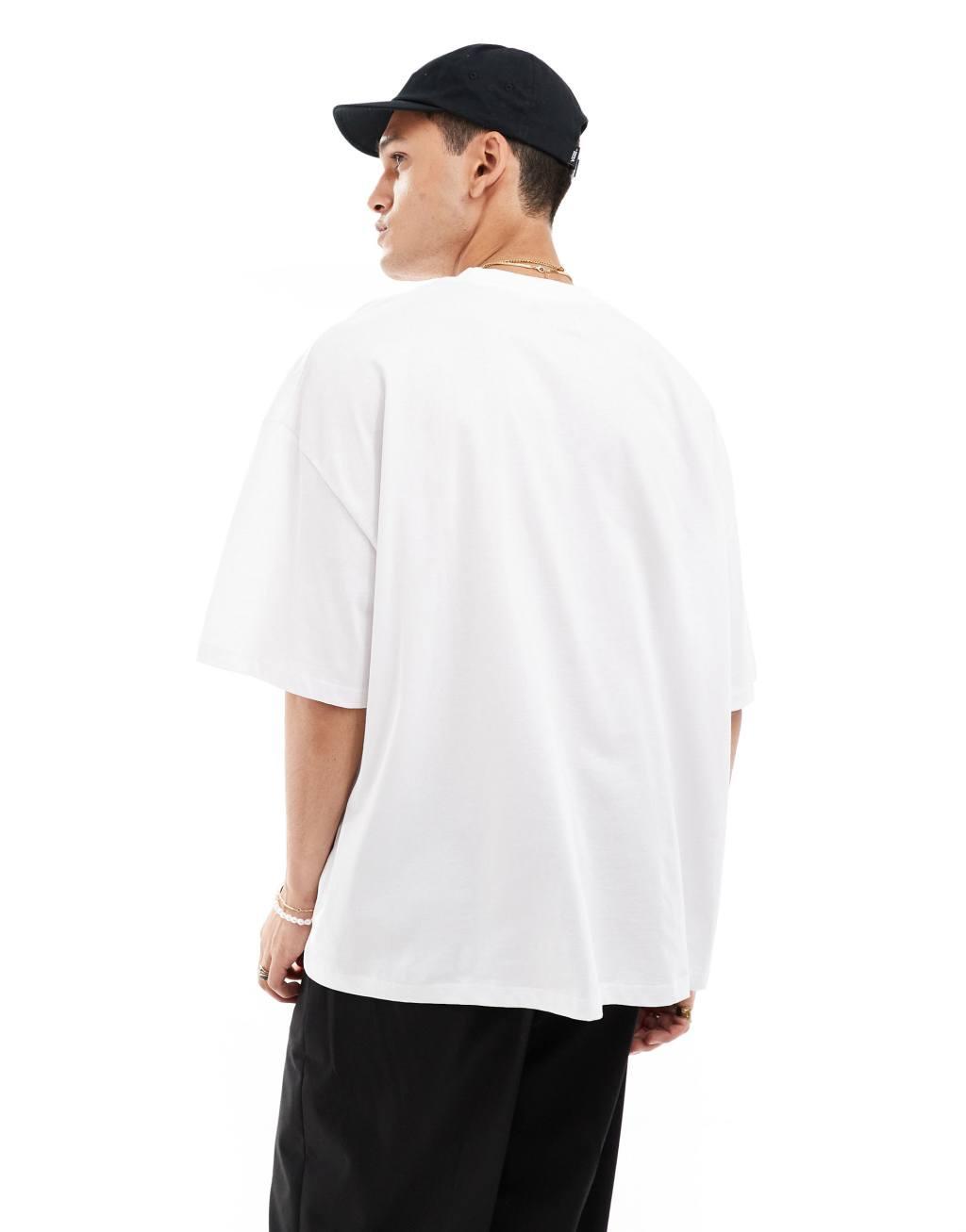 COLLUSION cherry print graphic T-shirt in white Product Image