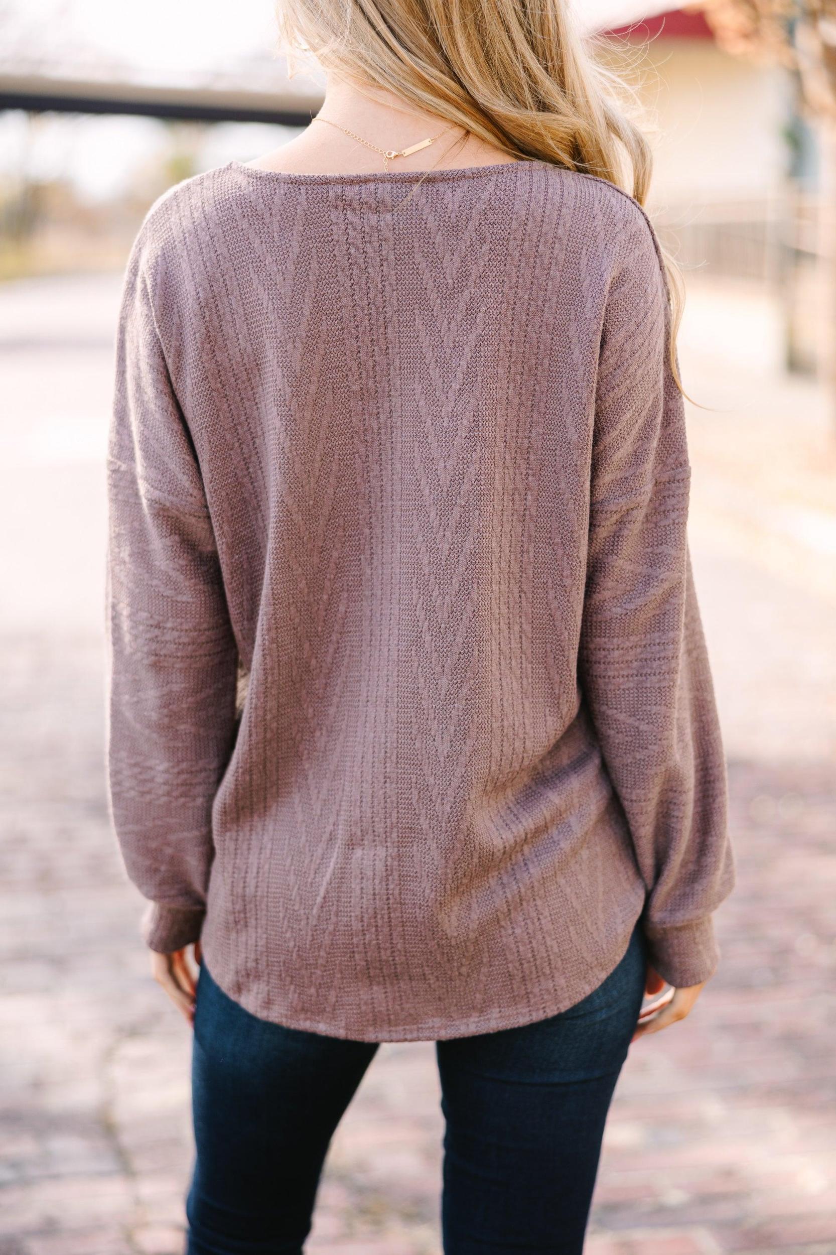 The Slouchy Mushroom Brown Cable Knit Top Female Product Image