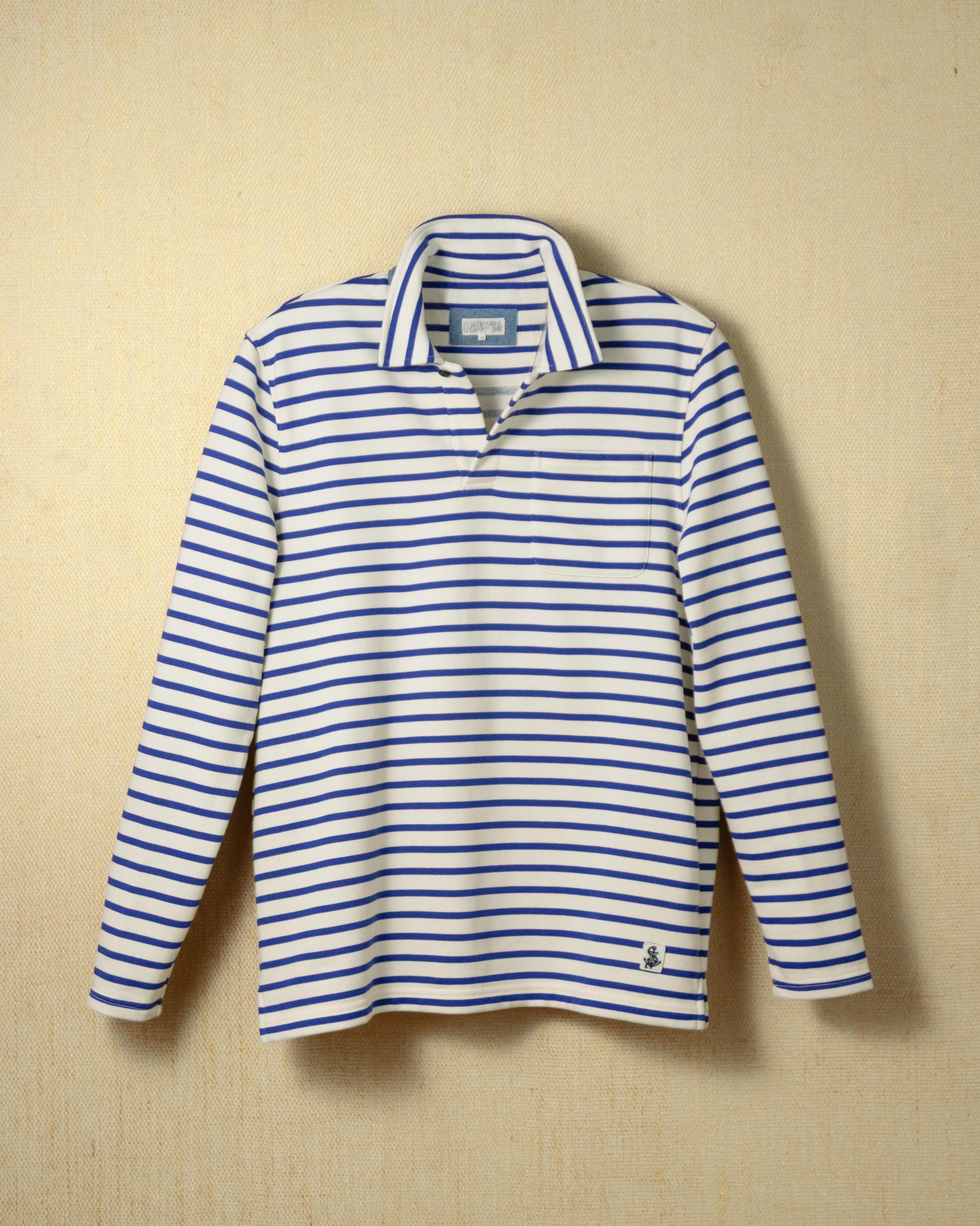 Acadia Polo in Cream/Atlantic Blue Loopback Terry Product Image
