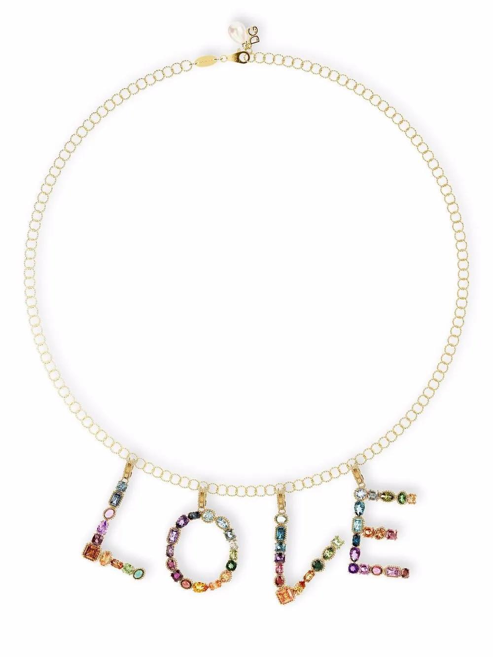 DOLCE & GABBANA 18kt Yellow Gold E Letter Gemstone Pendant Product Image