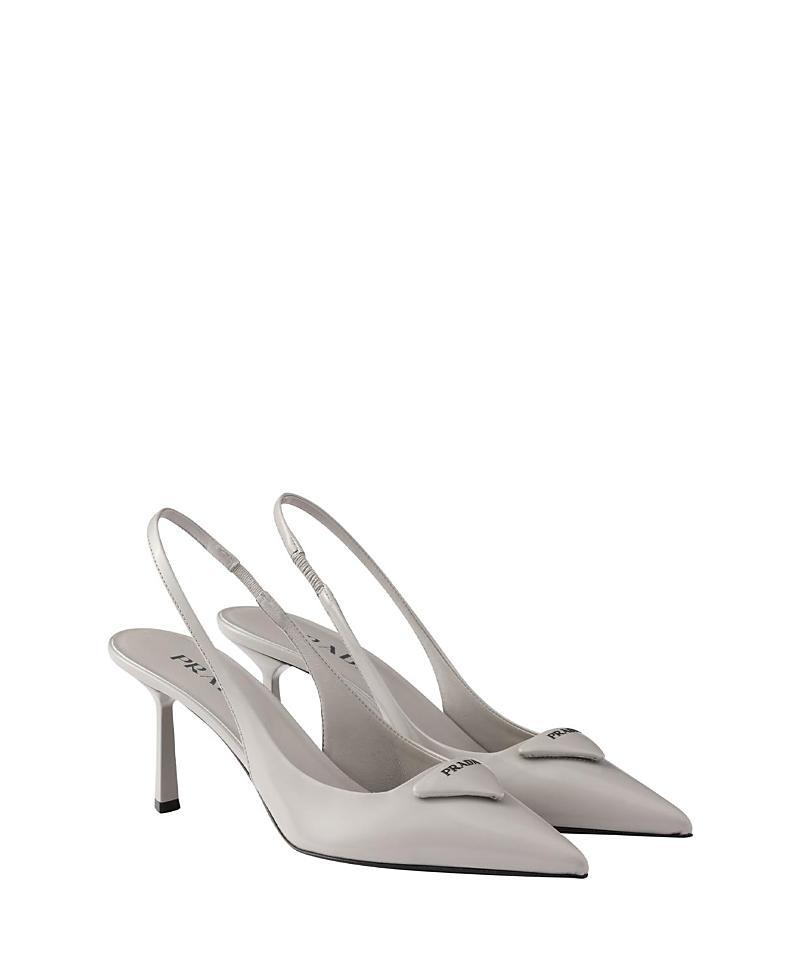 Womens Brushed Leather Slingback Pumps Product Image
