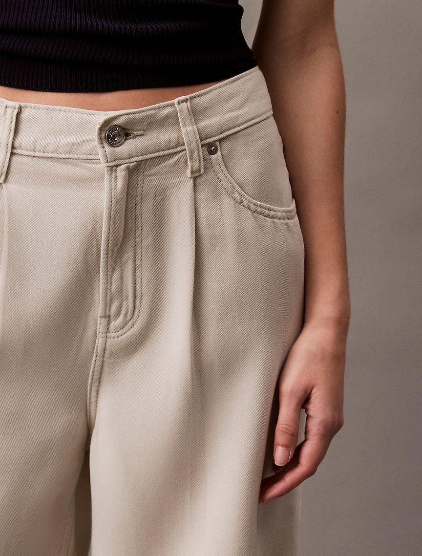 Calvin Klein Women's Pleated Relaxed Bermuda Denim Shorts - Neutral - 28 Product Image