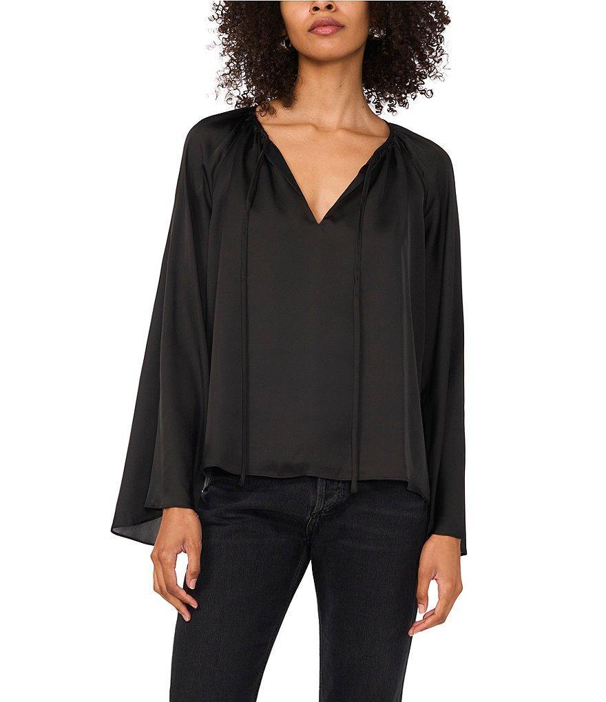 1. STATE Woven V-Neck Long Wide Sleeve Blouse Product Image