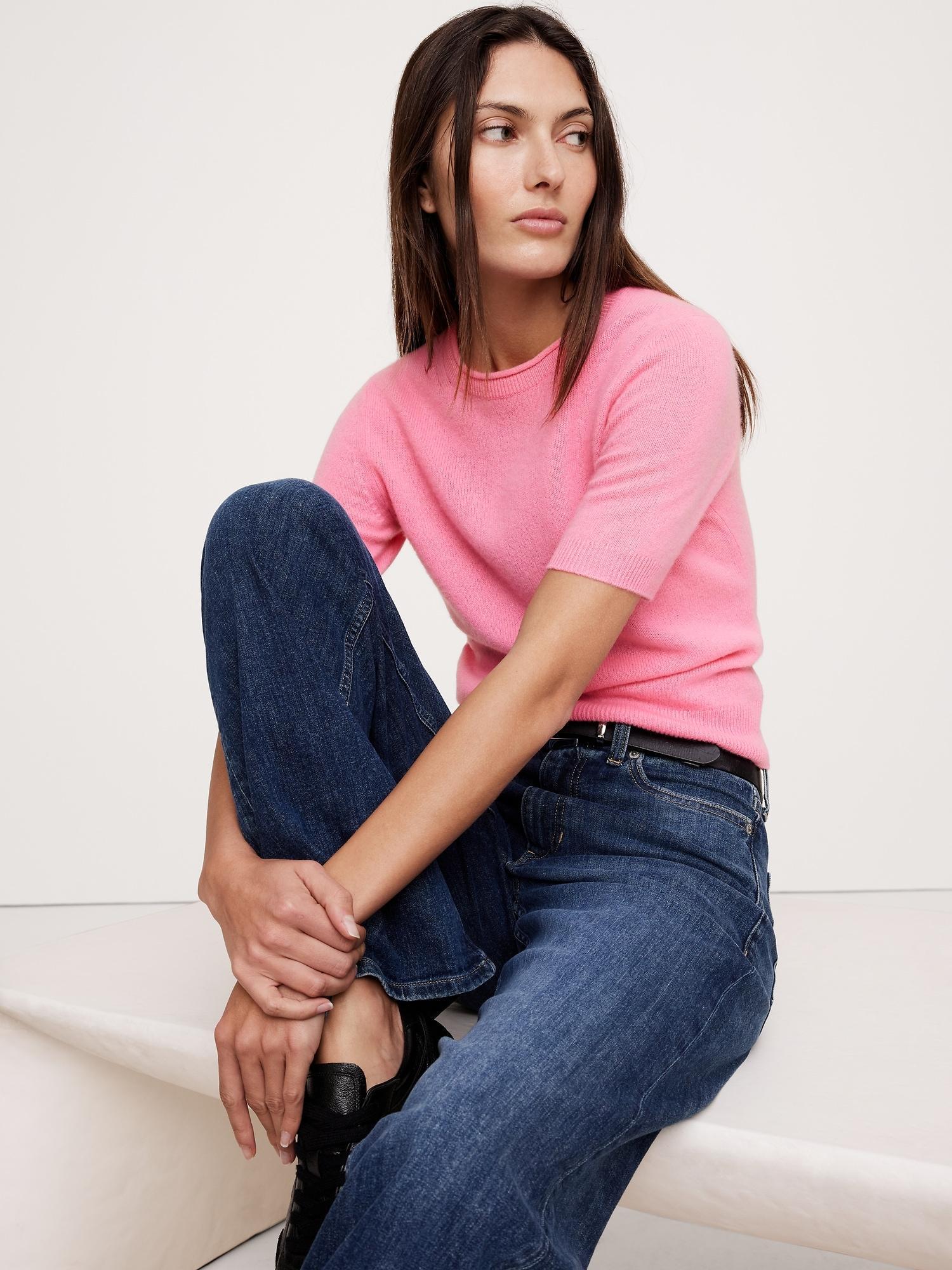 Lightweight Cashmere Short-Sleeve Sweater Product Image