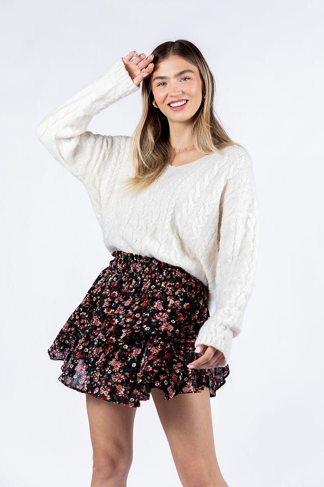 Breezy Black Floral Tiered Skort FINAL SALE Product Image