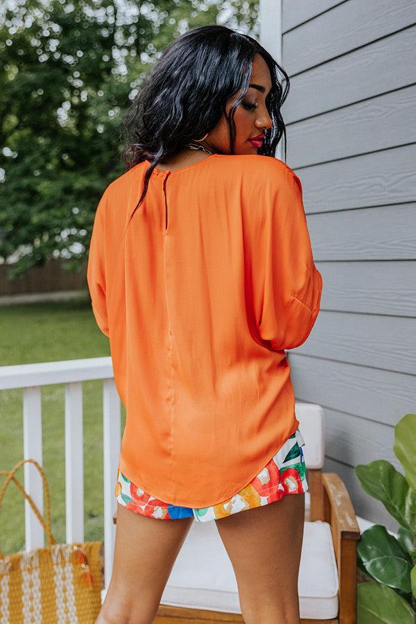 Champagne Craving Satin Shift Top In Tangerine Product Image
