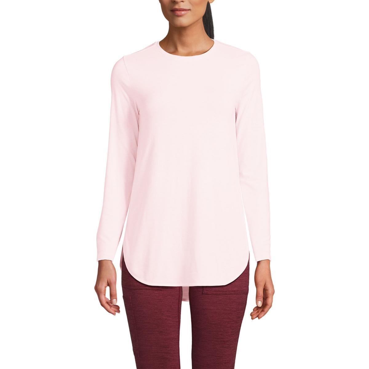 Women's Lands' End Moisture-Wicking Long Sleeve Tunic, Size: XS, Black Pinstripe Product Image
