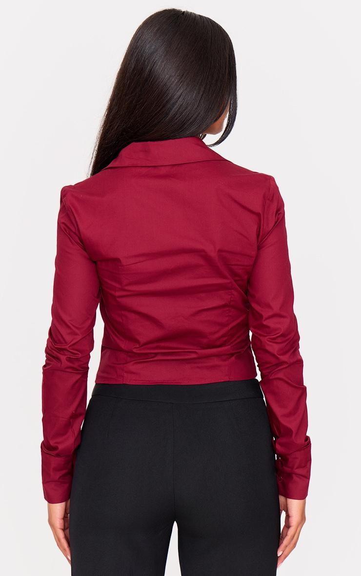 Plum Hook And Eye Ruched Fitted Shirt Product Image