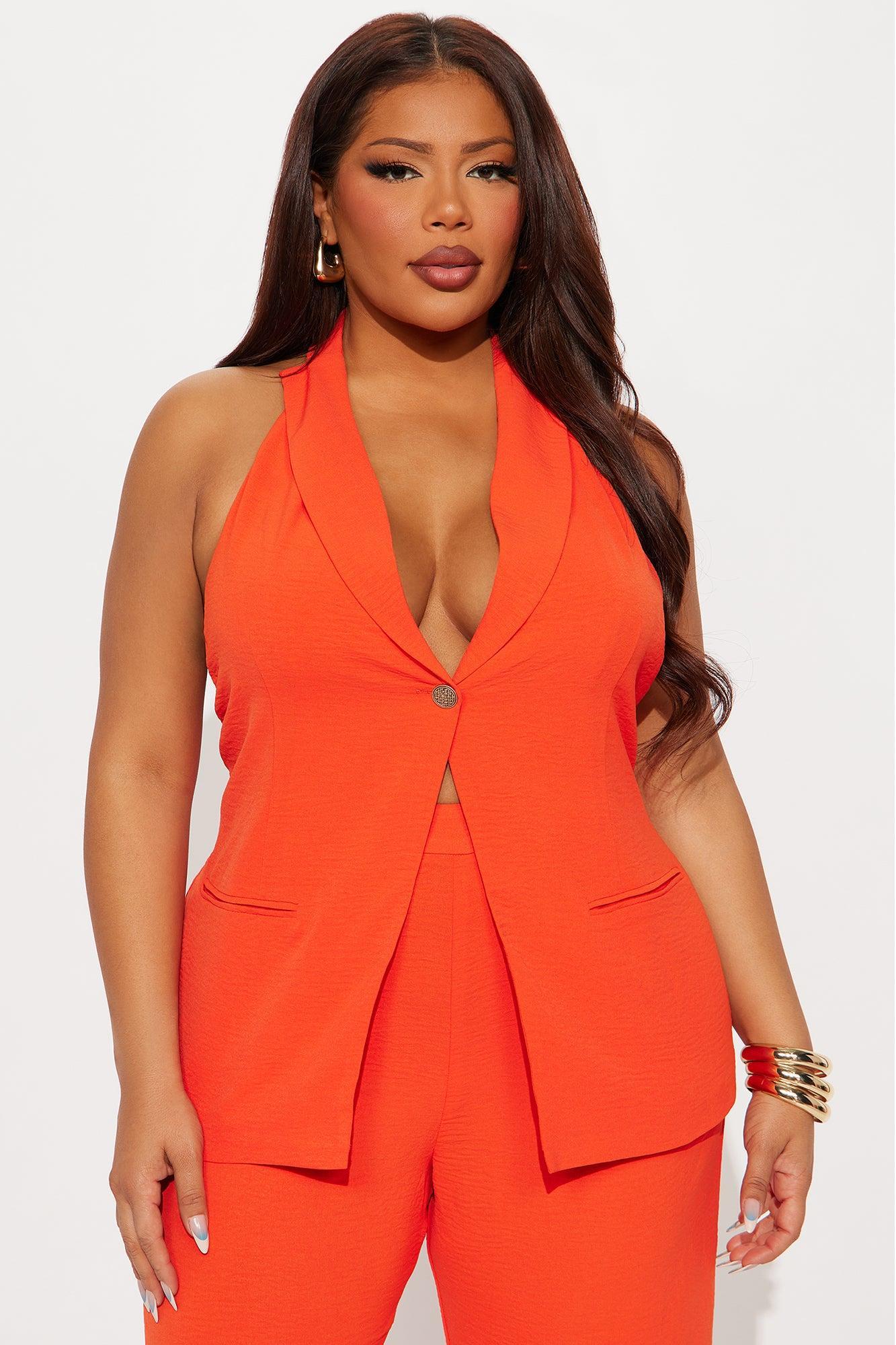 Clementine Backless Vest Pant Set - Orange Product Image