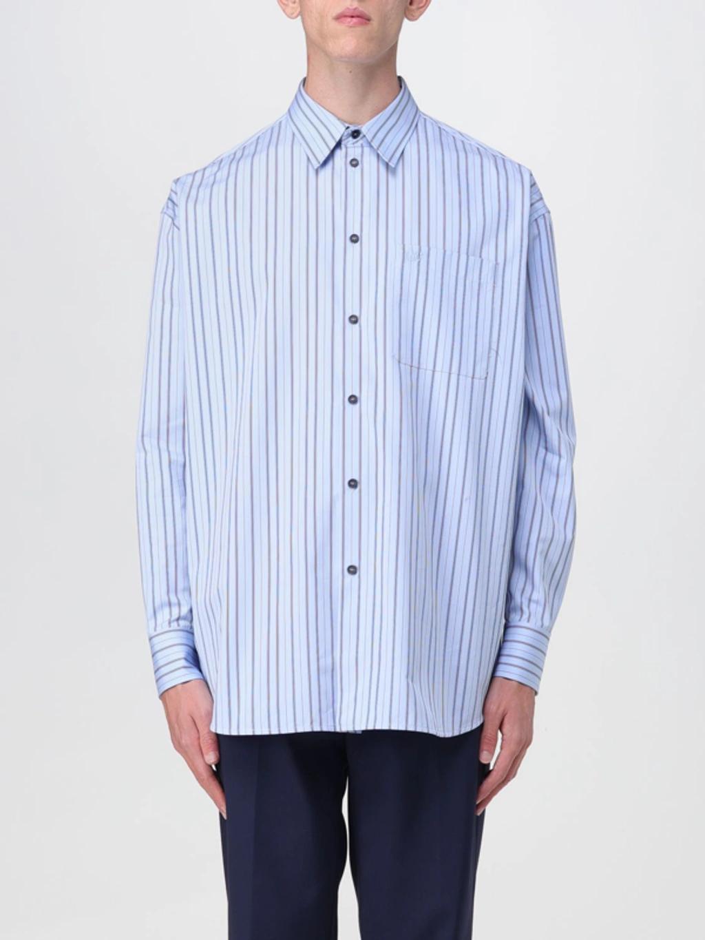 OFF-WHITE Striped Cotton Shirt In Placid Blue Product Image