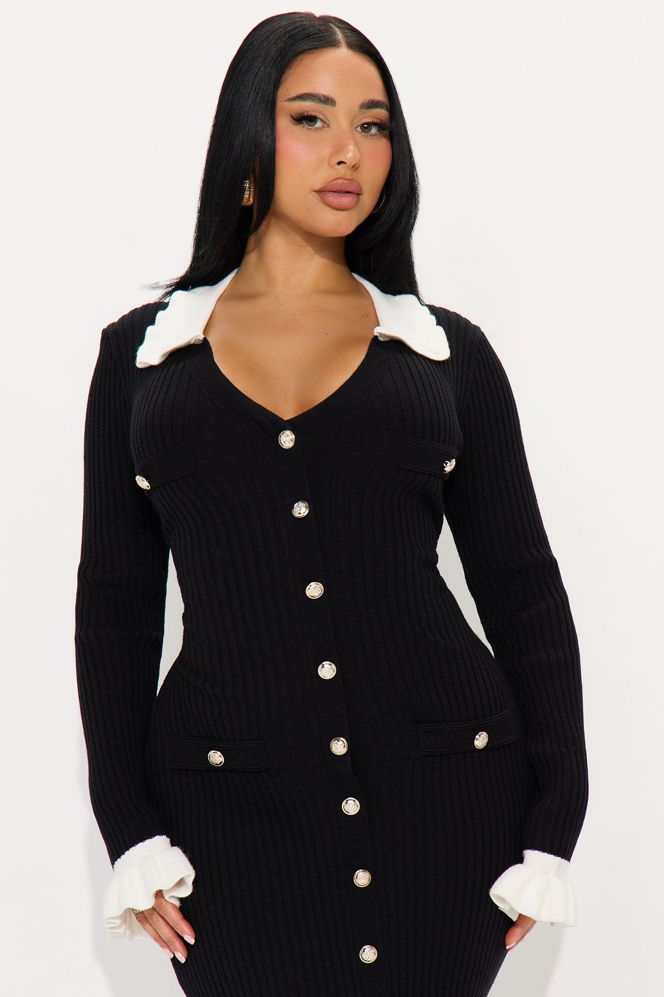 Lucinda Sweater Midi Dress - Black/combo Product Image