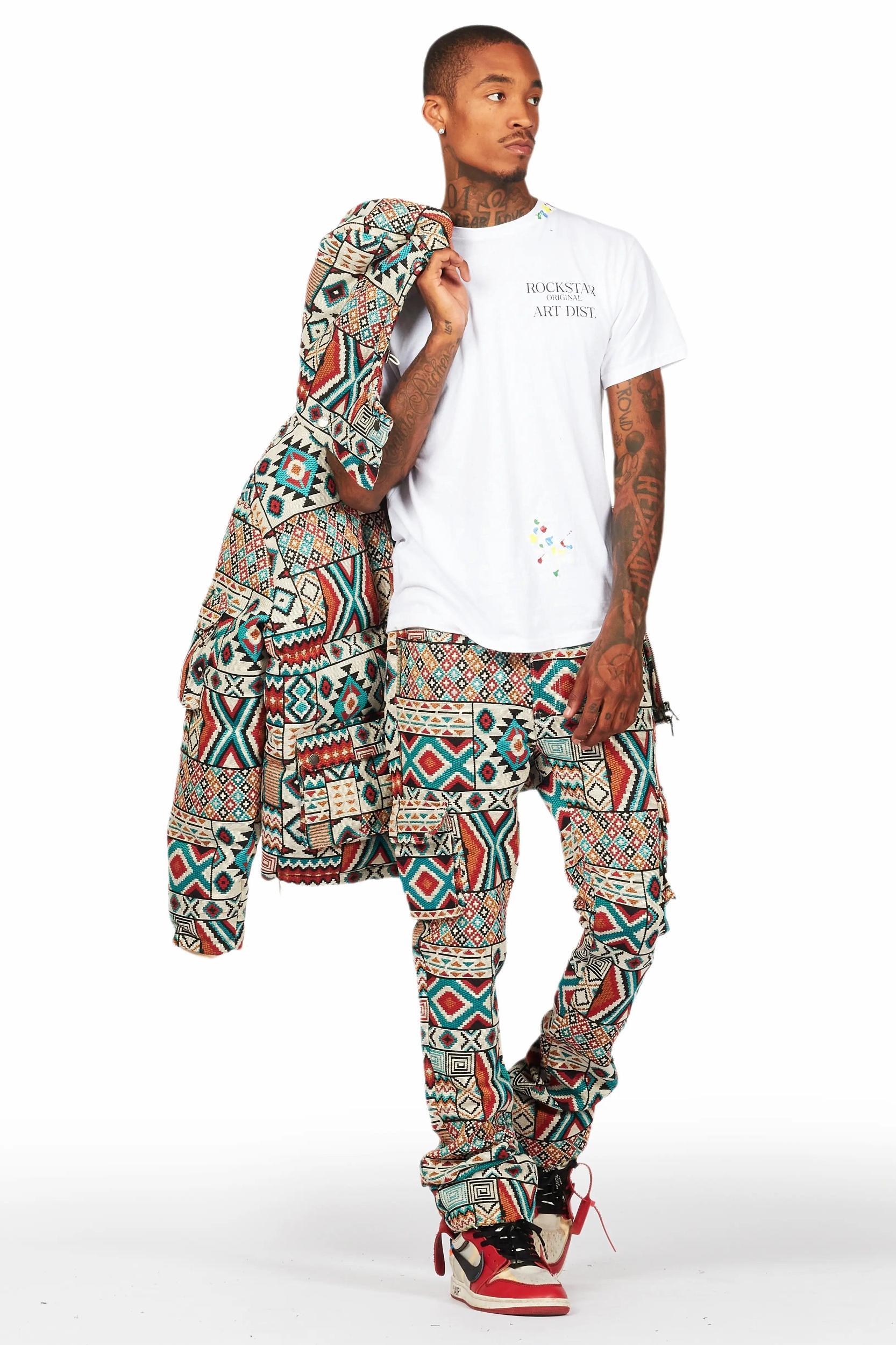 Nard Beige Multi Tapestry Puffer Jacket Male Product Image