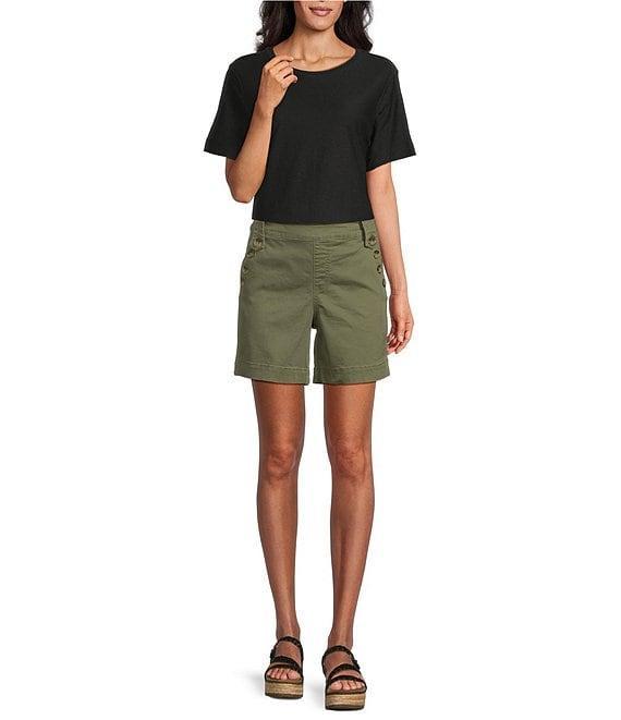Westbound Petite Size Pull-On Button Embellished Marina Shorts Product Image