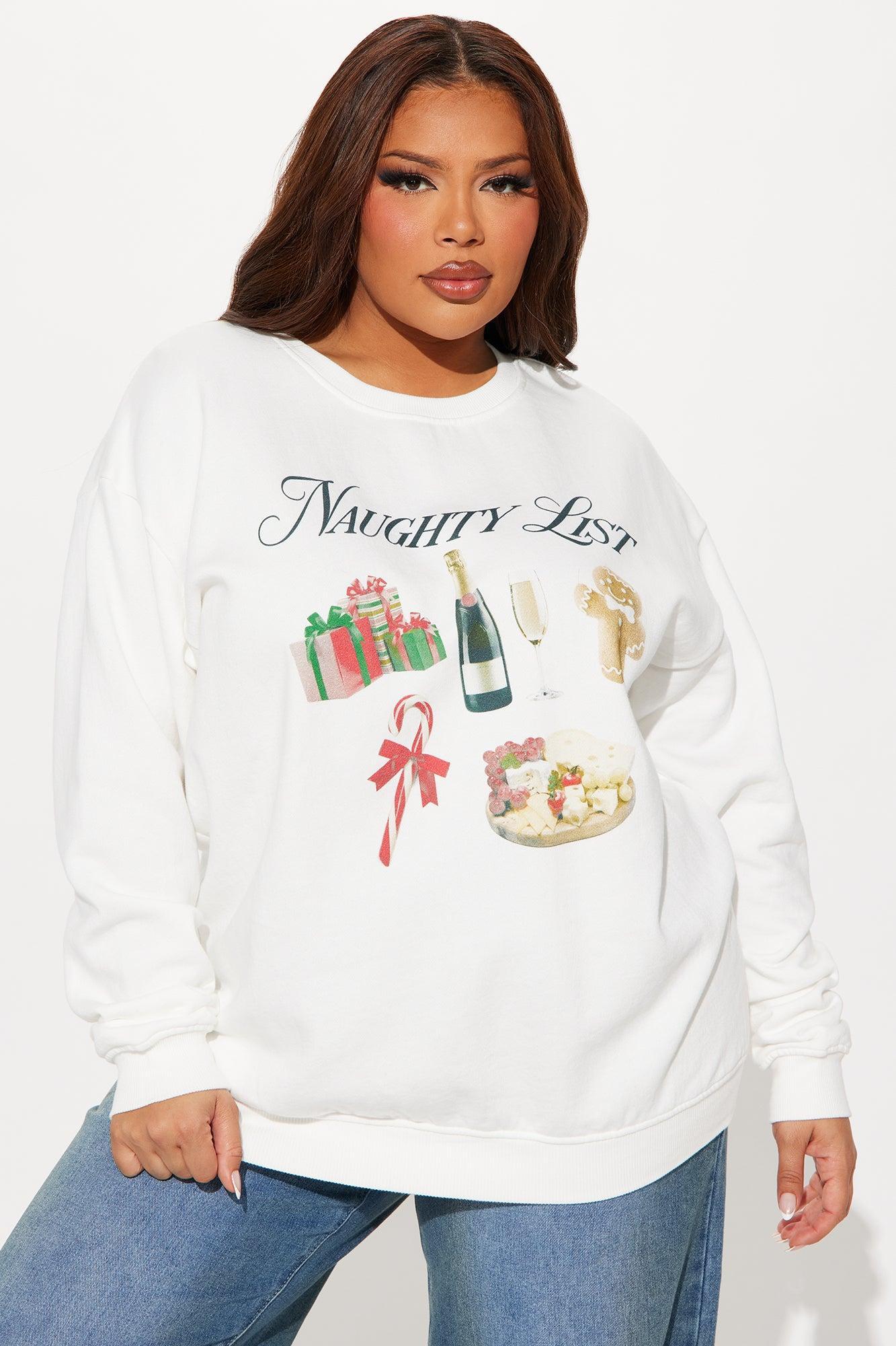 Naughty List Crew Neck Sweatshirt - White Product Image