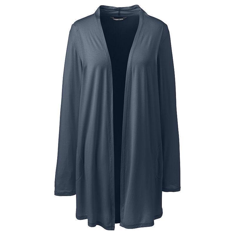 Women's Lands' End Draped Long Open-Front Cardigan, Size: XS, Radiant Blue Product Image