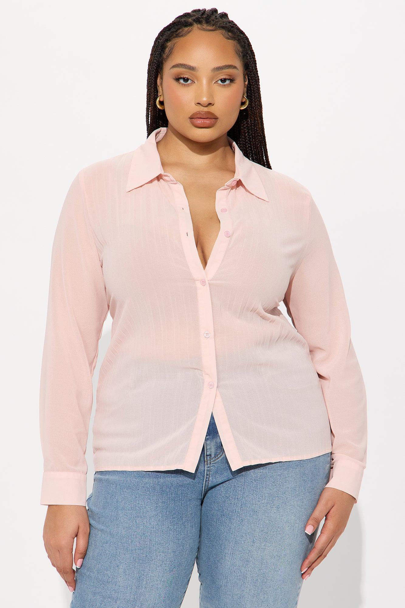 Royal Romance Pleated Chiffon Shirt - Blush Product Image