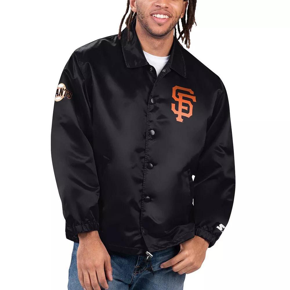 Men's Starter Navy Houston Astros Option Route Satin Full-Snap Jacket, Size: Medium, Blue Product Image