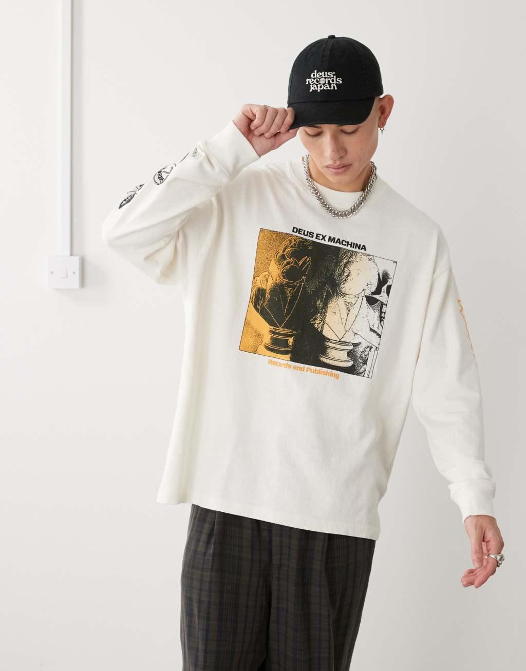 Deus Ex Machina divine spark long sleeve T-shirt in white Product Image