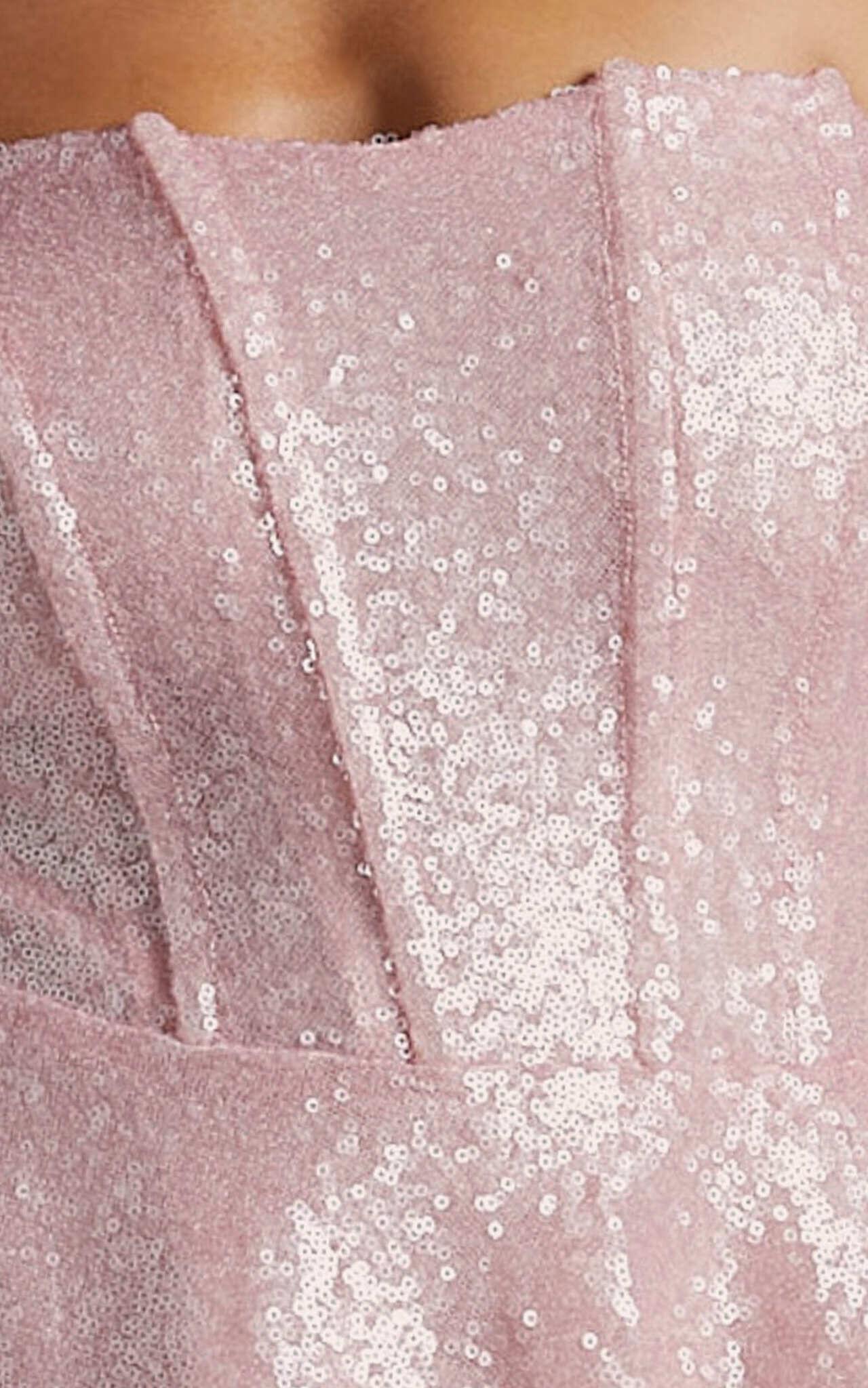 Mabel Mini Dress - Strapless Sweetheart Neck Tiered in Pink Product Image