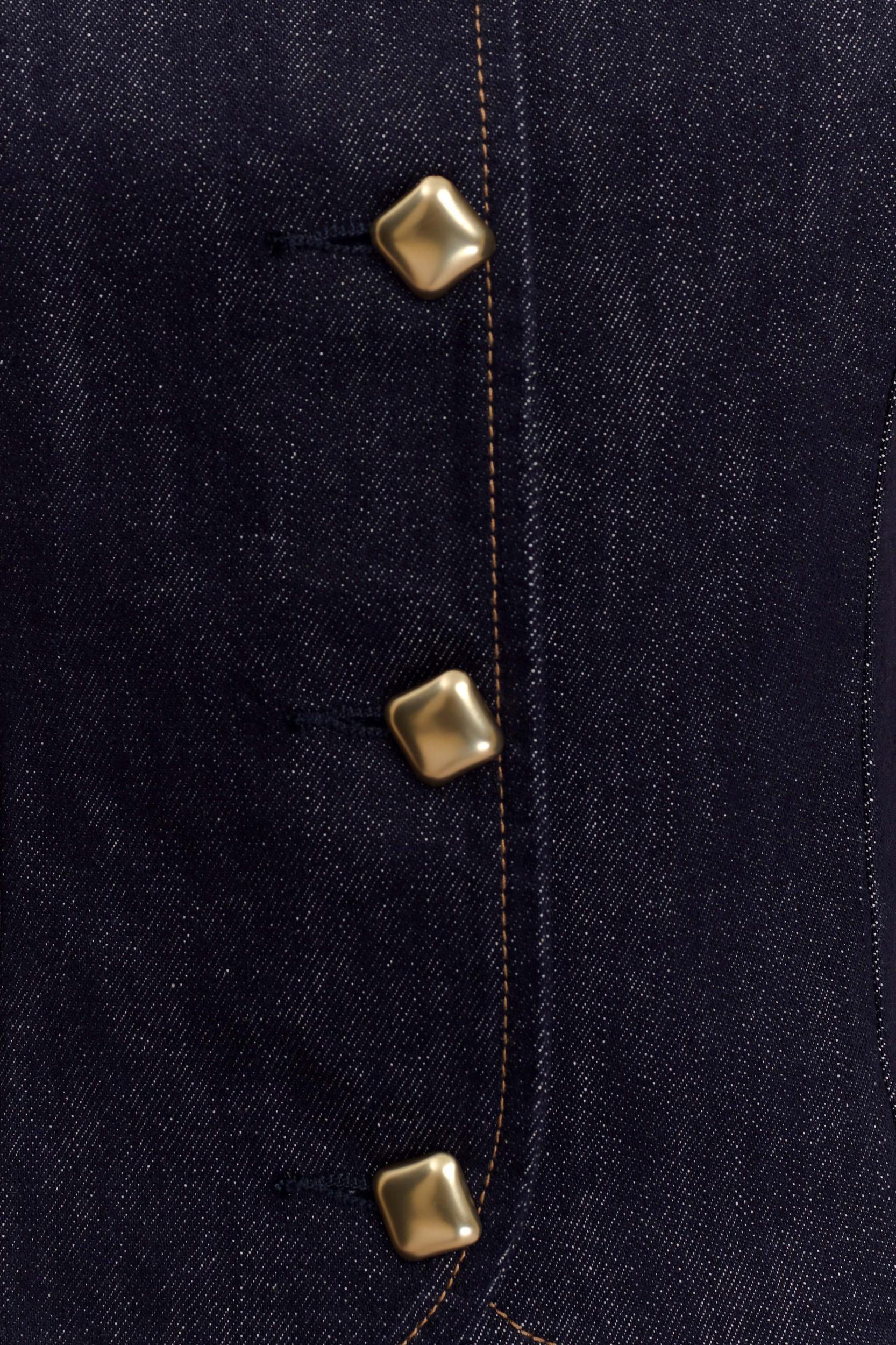 Bethany Short Sleeve Buttoned Denim Top - Washed Indigo Blue Product Image