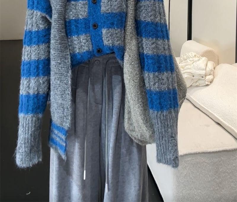 V-Neck Striped Cardigan Product Image