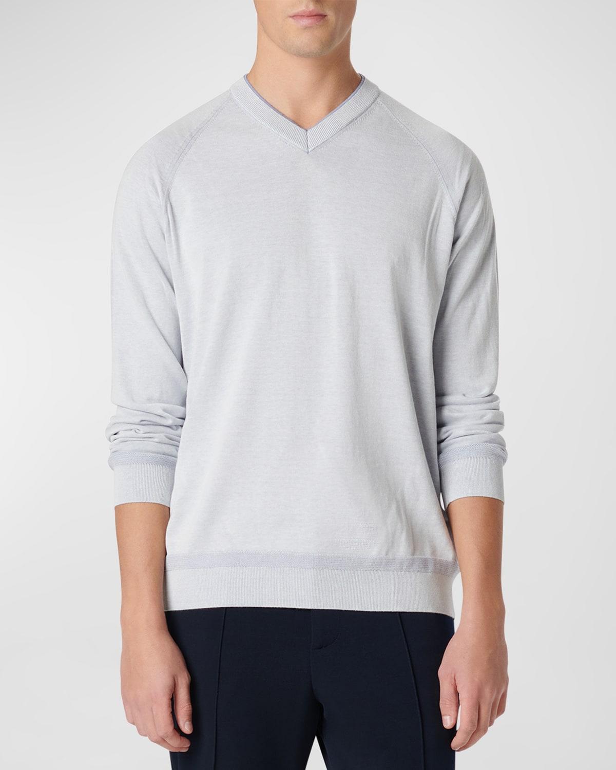 Mens Cotton-Silk V-Neck Sweater Product Image