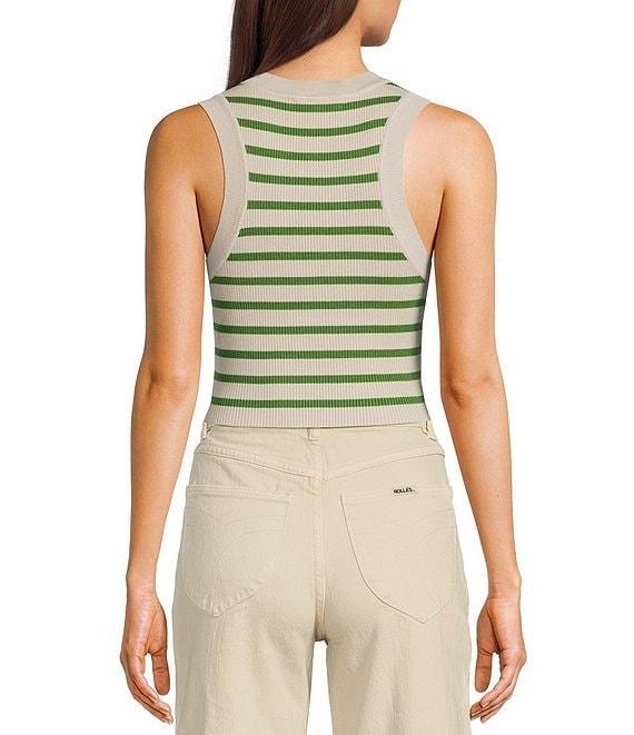 Signature 8 Crew Neck Sleeveless Stripe Rib Tank Top Product Image