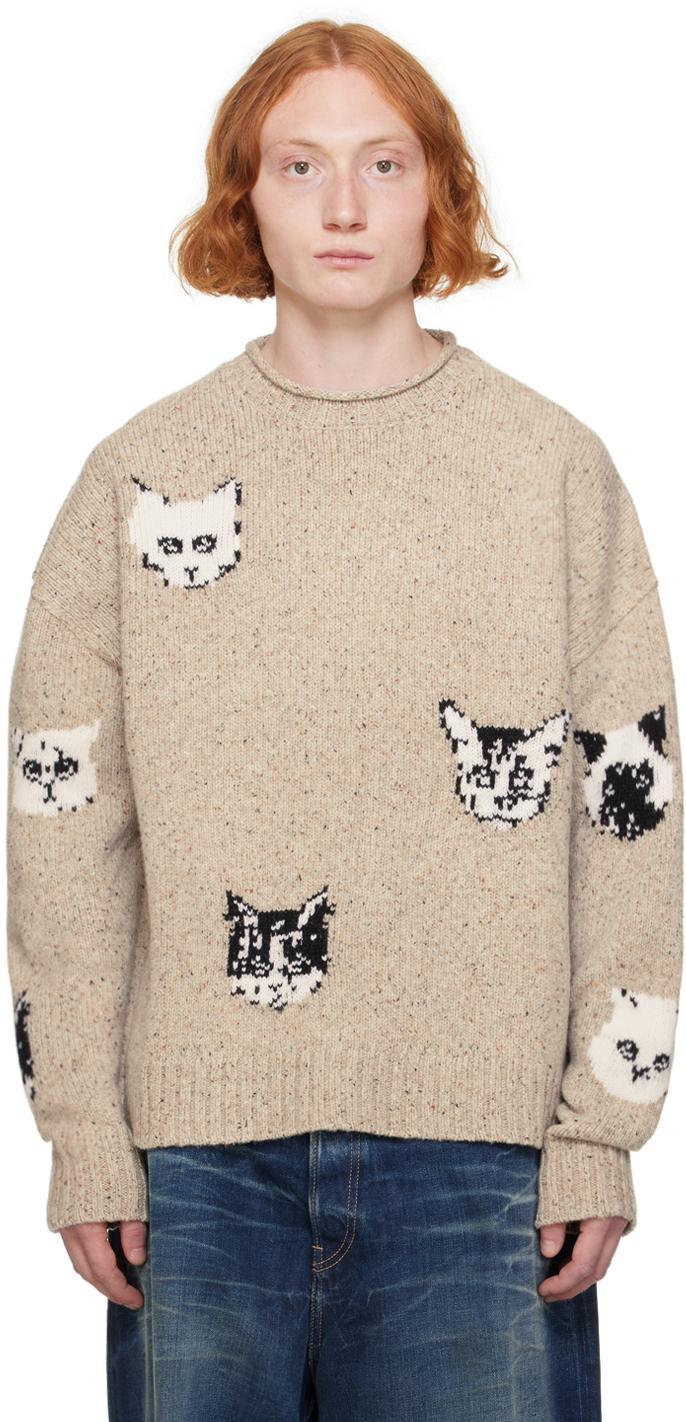 ACNE STUDIOS Kuelu Wool-blend Jacquard Sweater In Beige Product Image