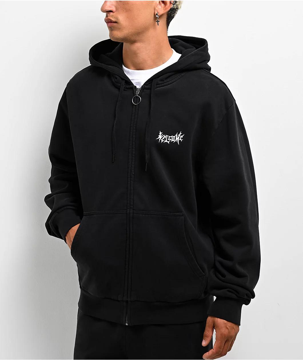 Welcome Nephilim Black Pigment-Dyed Zip Hoodie Product Image