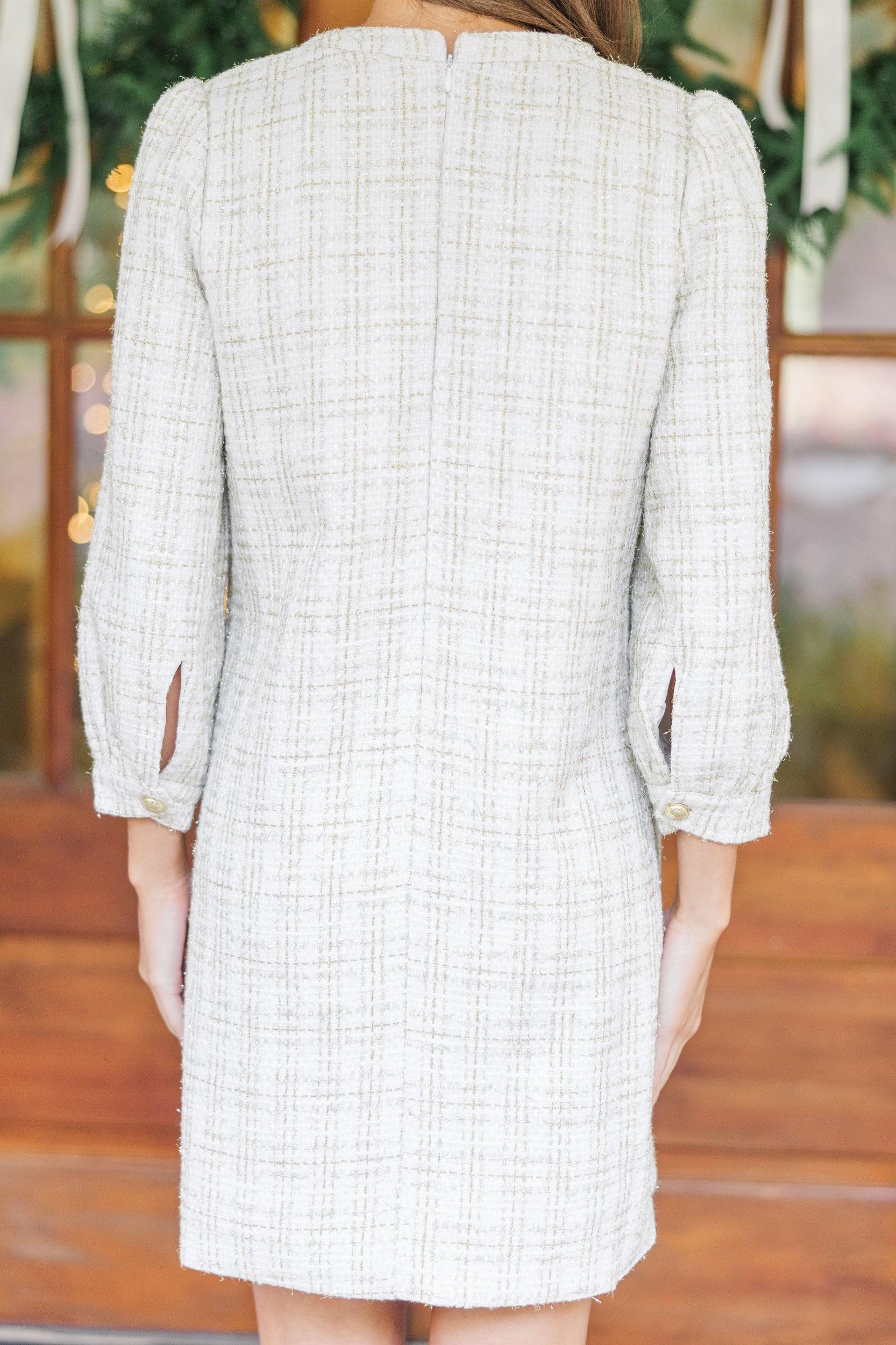 Feeling Like A Queen White Tweed Dress Female Product Image