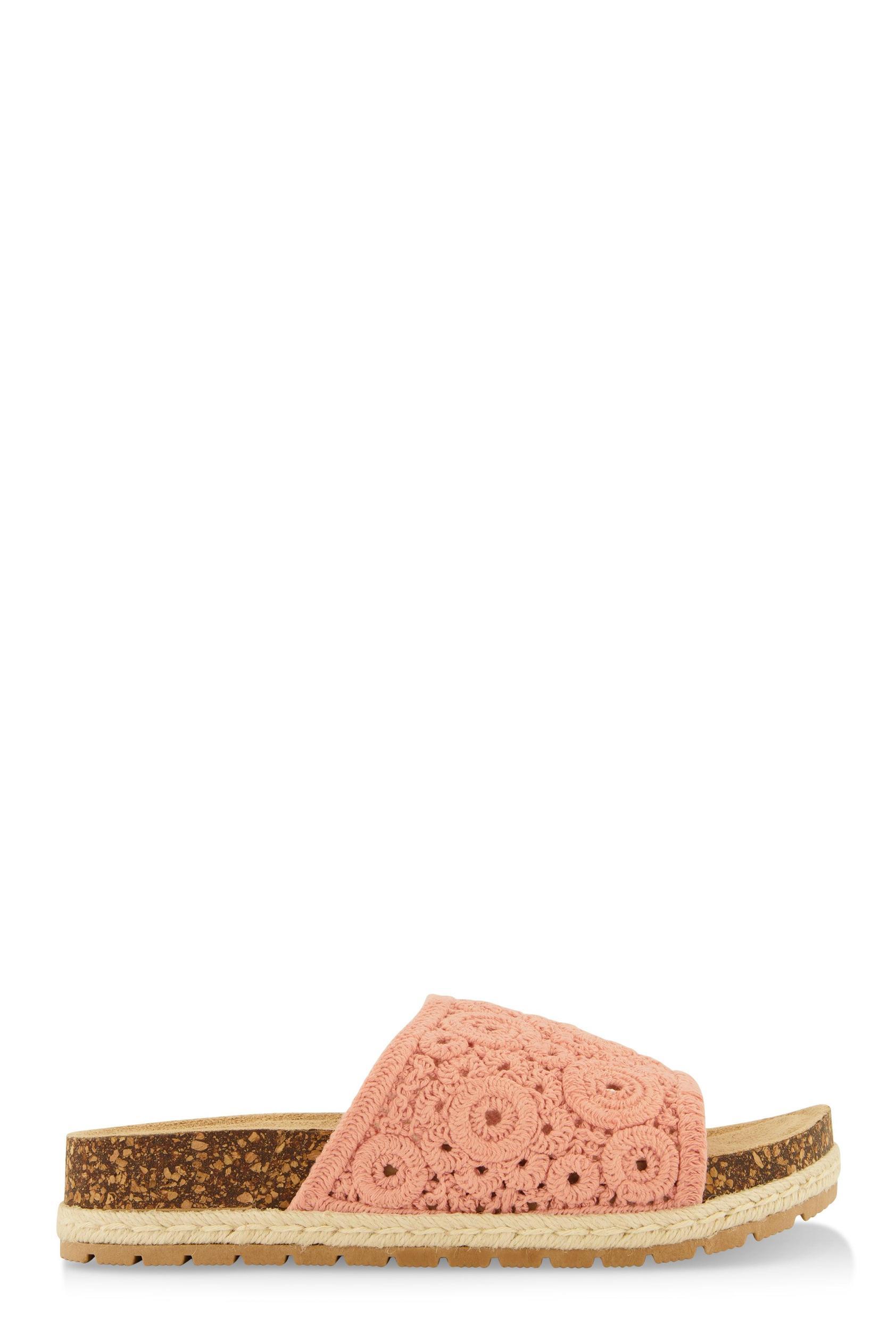 Womens Crochet Band Low Platform Slide Sandals Product Image