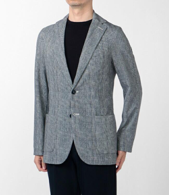 Circolo 4-way stretch Navy Checked Jersey Blazer Product Image