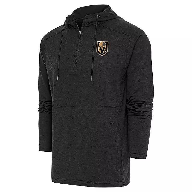 Mens Antigua Heather Black Chicago Blackhawks Spikes Raglan Quarter-Zip Hoodie Product Image
