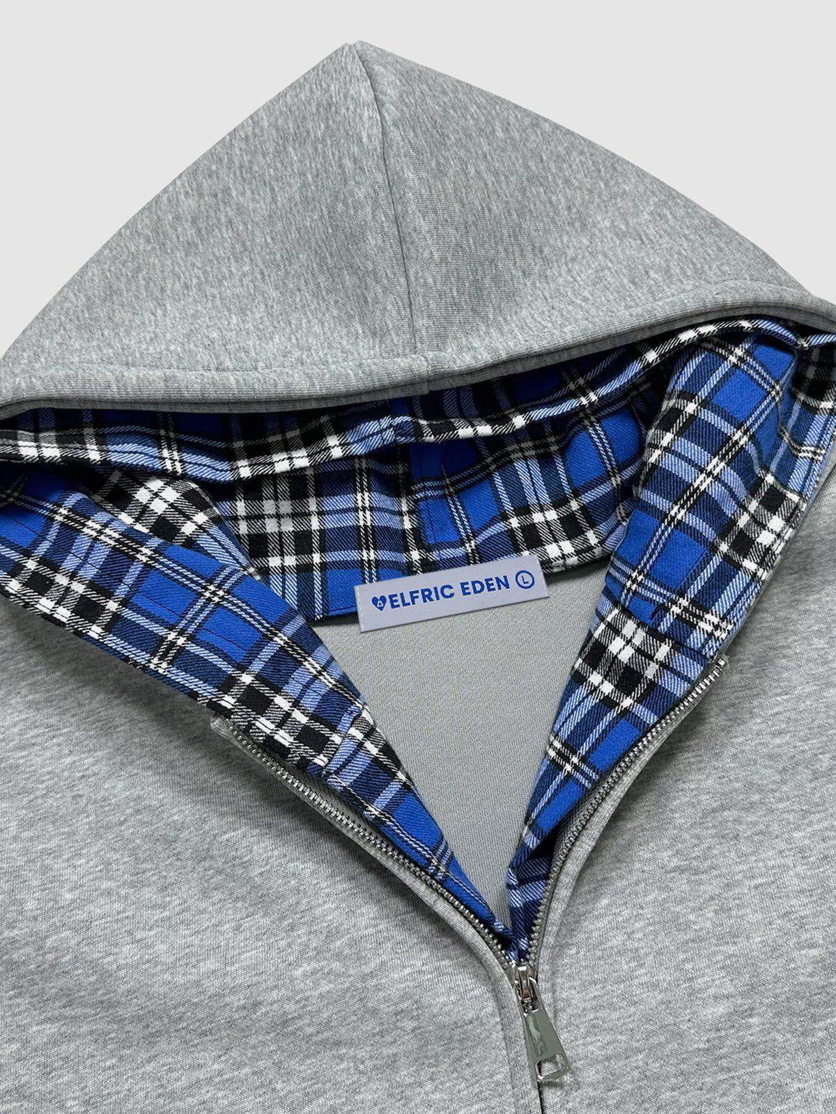 Aelfric Eden Plaid Double Layer Zip Up Hoodie Product Image