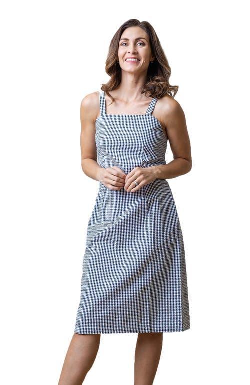 Hope & Henry Women's Organic Seersucker Sheath Dress in Navy Gingham Seersucker at Nordstrom, Size 8 Product Image