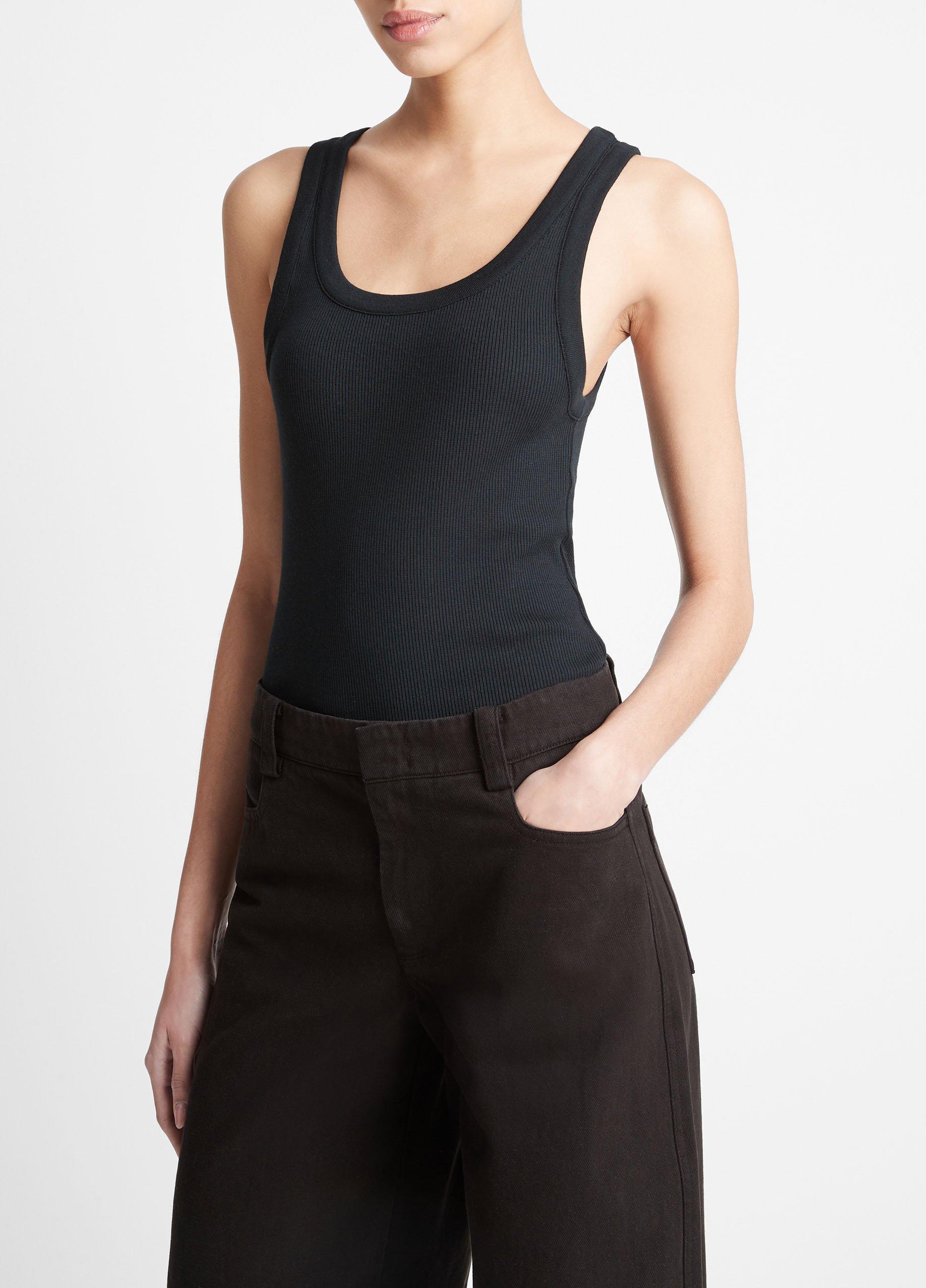 Womens Ribbed Scoop-Neck Tank, Optic White, Size S Vince Product Image