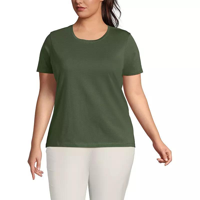 Plus Size Lands' End Relaxed Supima Cotton Crewneck Tee, Women's, Size: 1XL, Pale Yellow Product Image