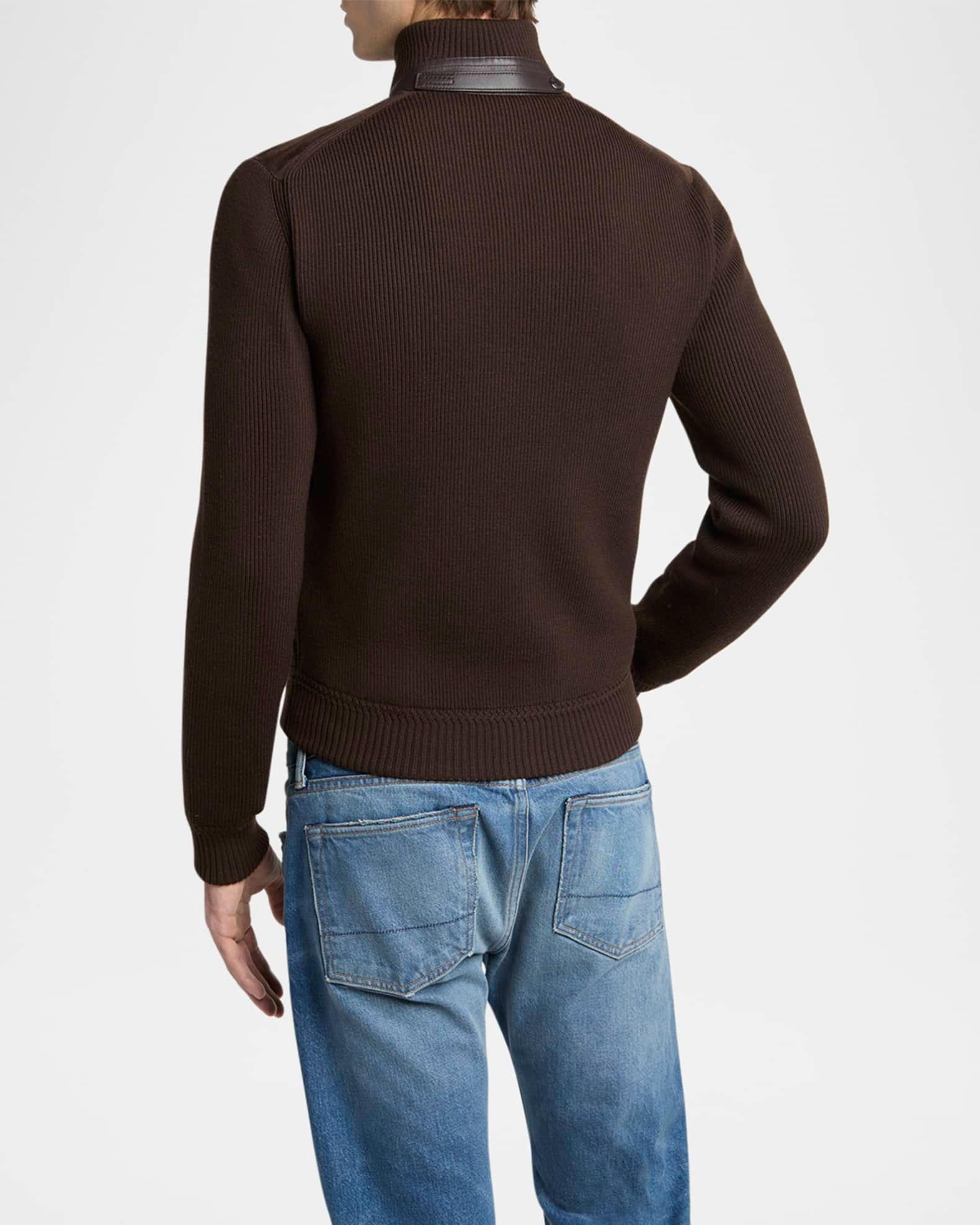 Men's Suede Front and Ribbed Merino Wool Jacket Product Image