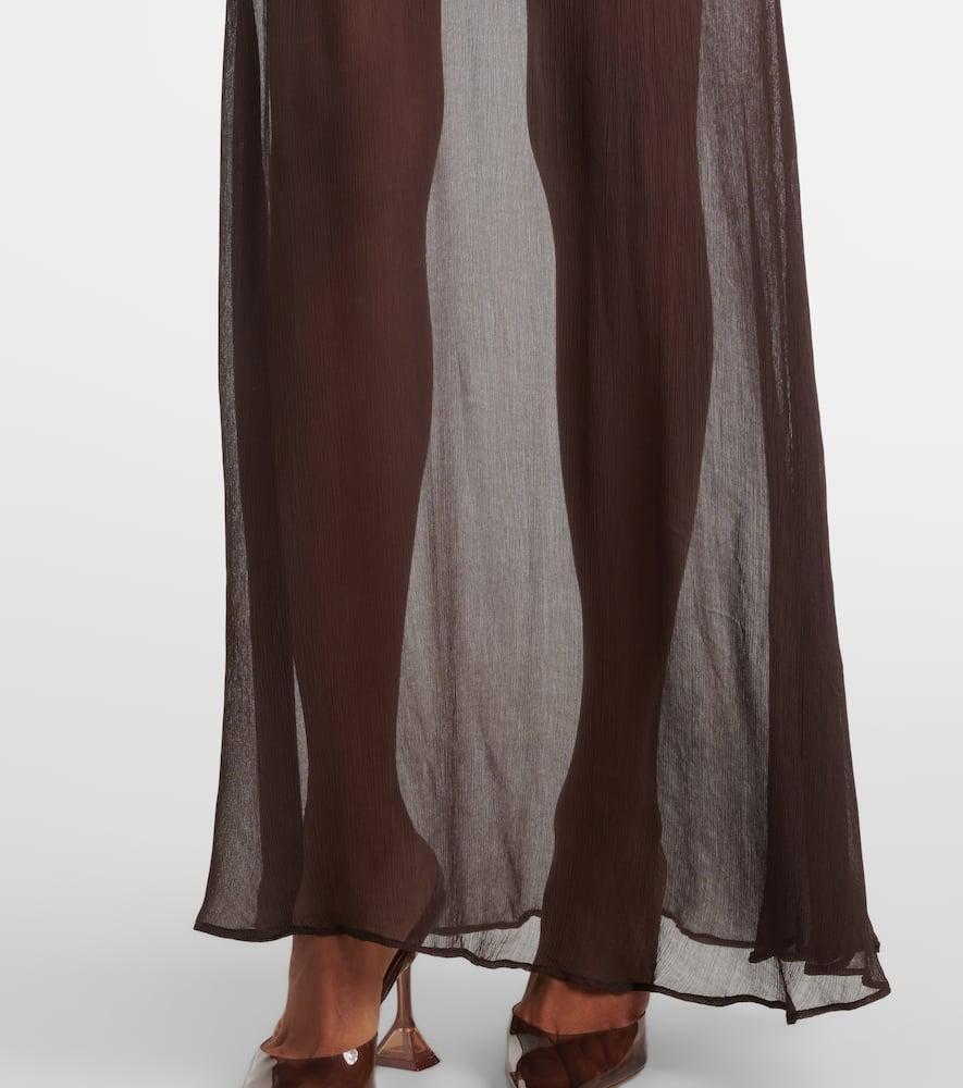 STAUD Beaton Mixed Media Dress In Brown Product Image