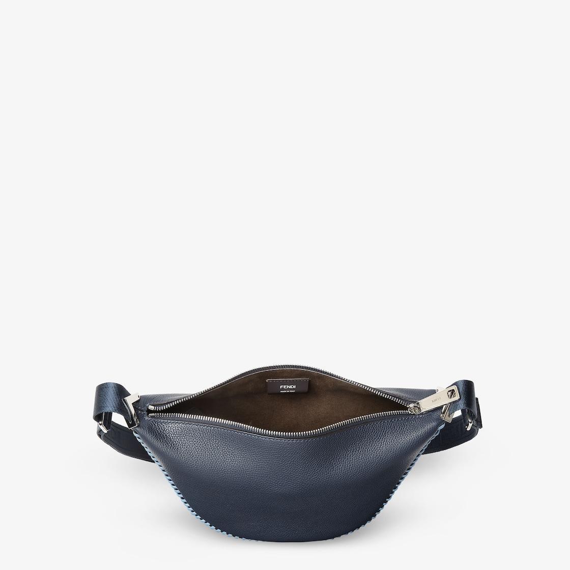 Fendi Roma Leather Fendi Melon SmallDark blue leather bag with threading Product Image