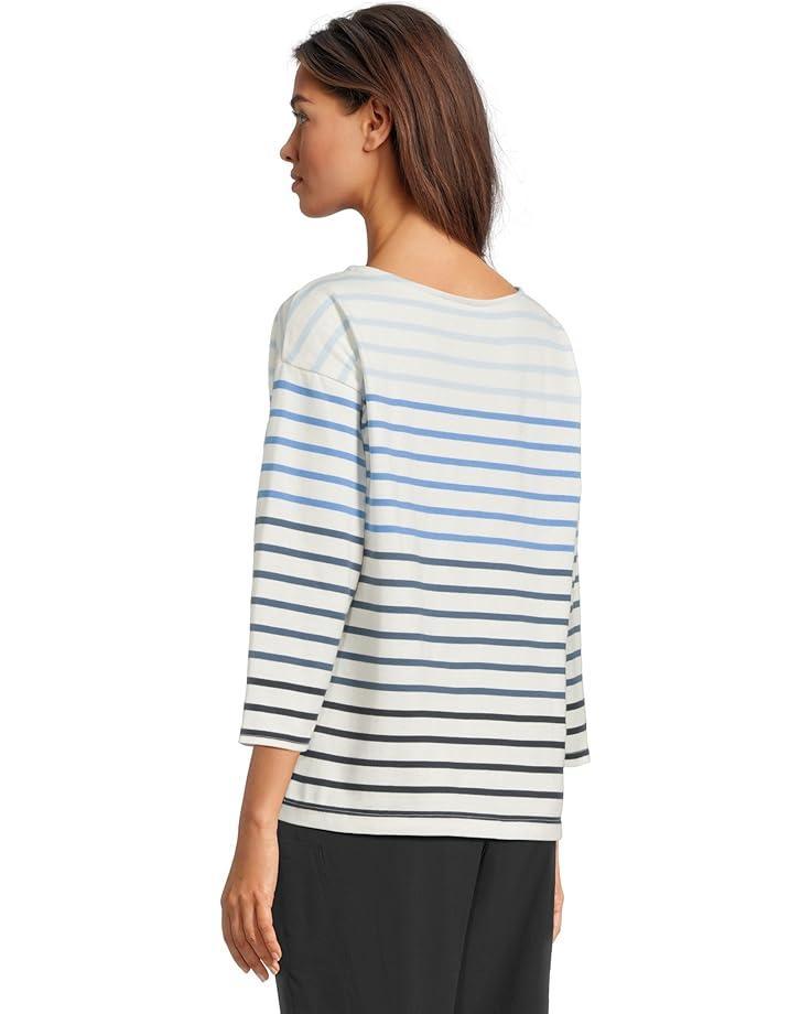 Heritage Mariner Top Split-Neck Polo Three-Quarter-Sleeve Stripe Product Image
